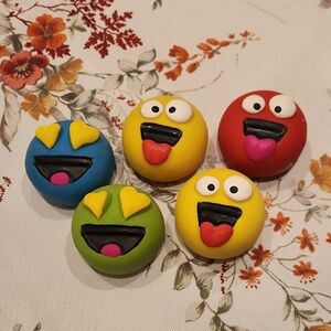 Emoji Face Dog Toys Yellow, Red, Blue, Green